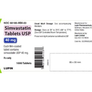 SIMVASTATIN 40MG TAB (ZOCOR) 1000CT 68180046403