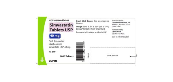 SIMVASTATIN 40MG TAB (ZOCOR) 1000CT 68180046403