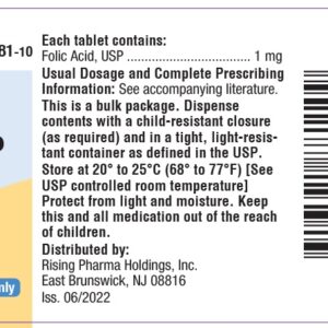 FOLIC ACID 1MG TAB (FOLVITE) 1000CT 16571088110